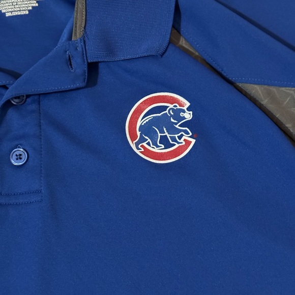 Majestic Chicago Cubs Polo Men’s 2XL MLB Baseball Short Sleeve Blue Gray - Picture 2 of 6